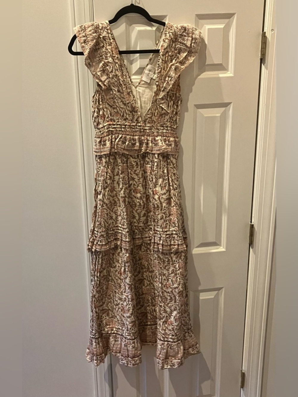 Cleobella Cherie Boho Maxi Floral Tiered Ruffle Strap Dress (Small) - Picture 4 of 16
